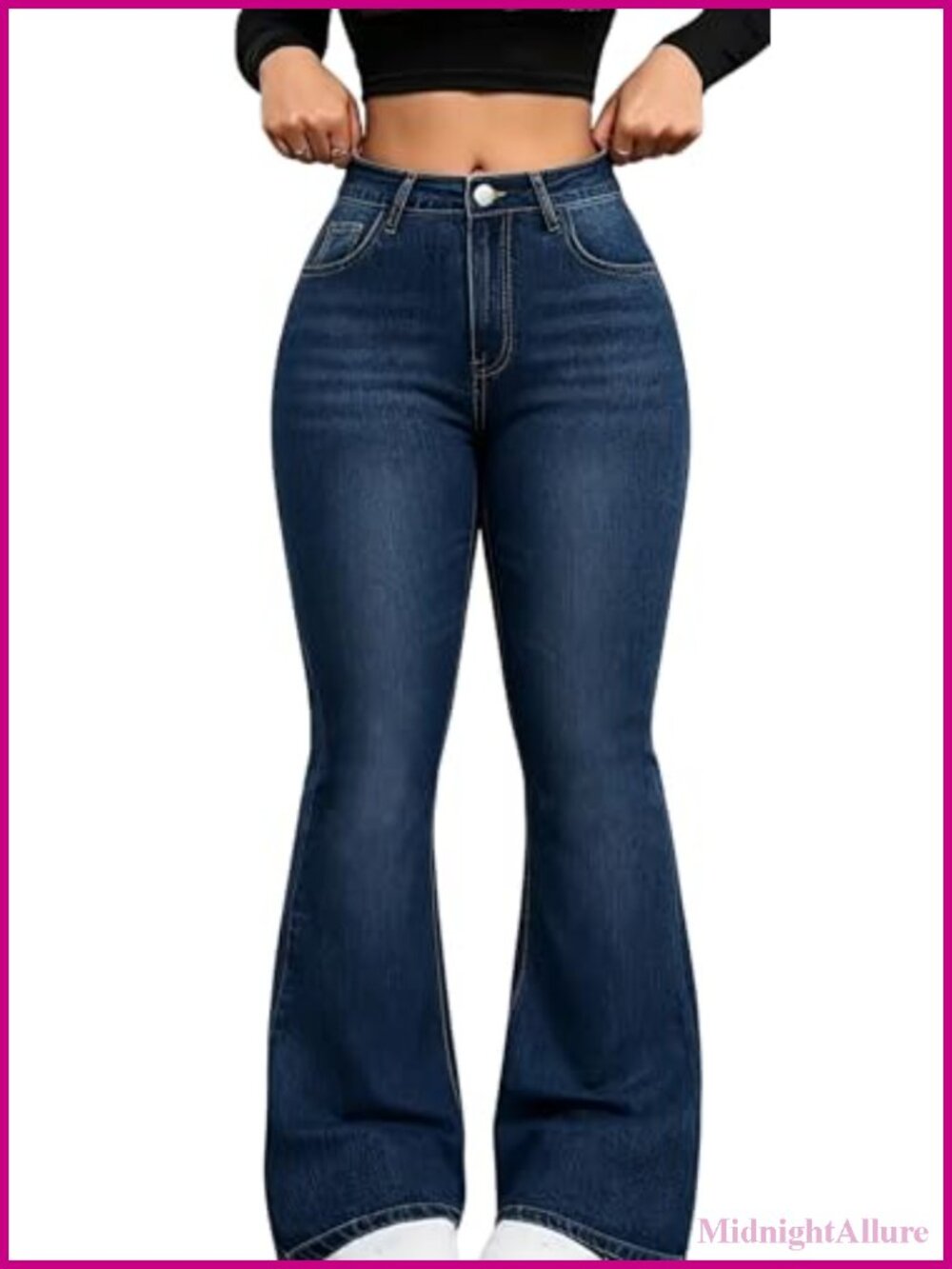 Plus Size High Waisted Flare Jeans Curvy Fit Super Stretch Denim Pants